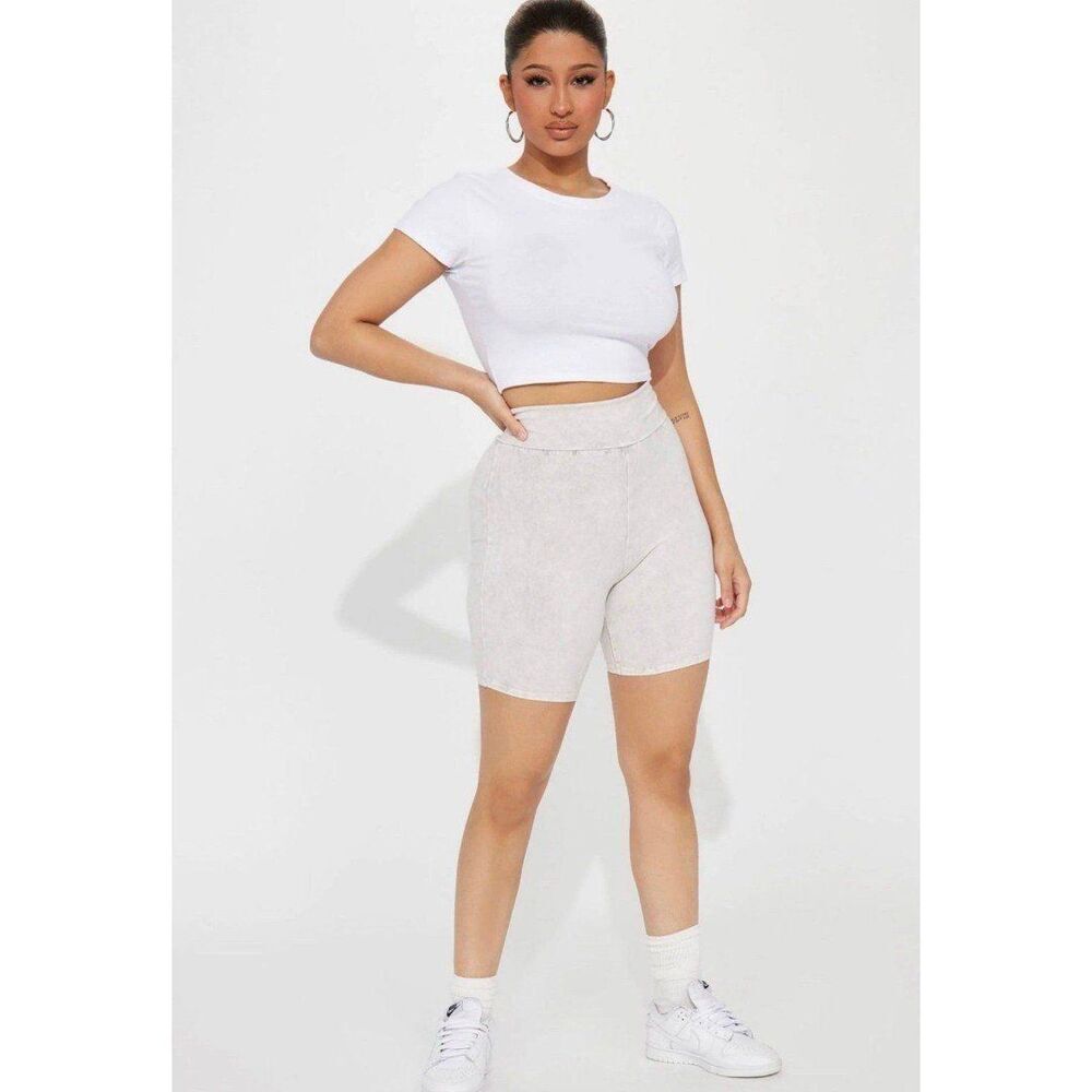 Blue Blush Fashion Nova NEW Women Small Grey High Waist Biker Shorts Gym Active
